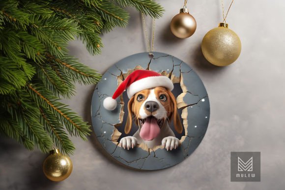 3D Beagle Dog Xmas Ornament Graphics for Crafts