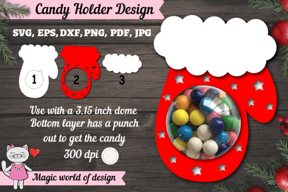 3d Christmas Mittens Candy Dome Svg