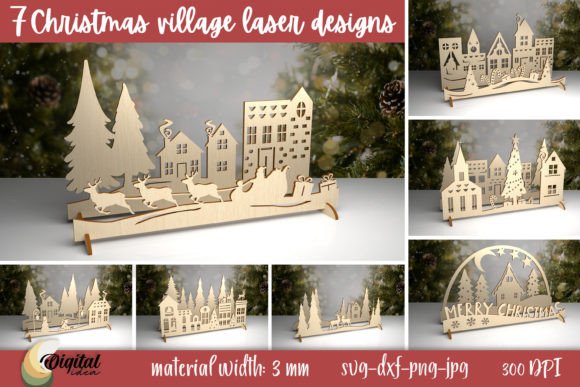 3D Christmas Village Bundle Laser Cut