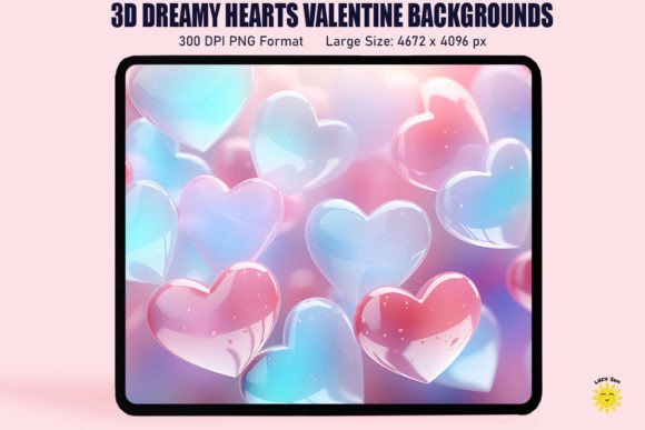 3D Dreamy Hearts Valentine Background Graphics