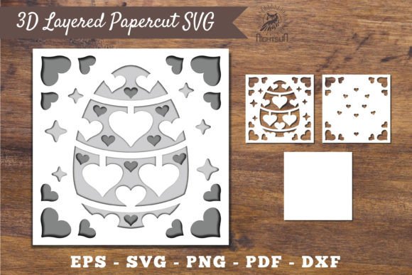 3D Easter Egg Layered Papercut SVG 5 for Laser Cutting and Spring Amp