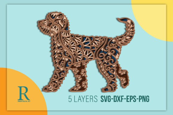 3D Goldendoodle Mandala SVG Multilayered