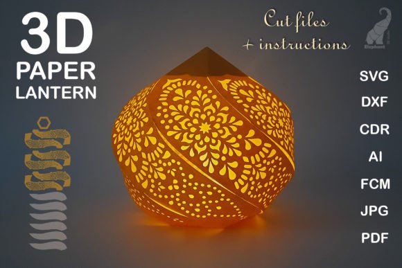 3D Paper Lantern Svg Template