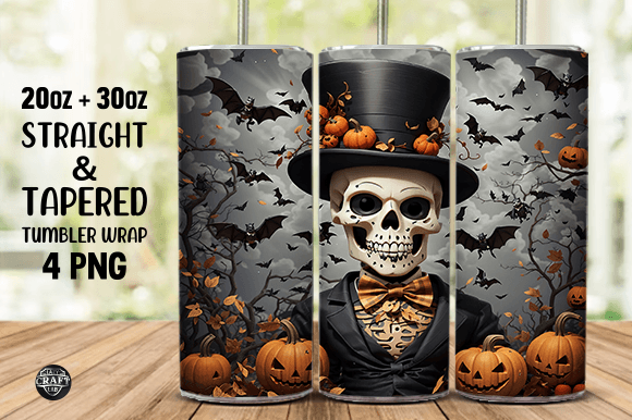 3D Skeleton Halloween Tumbler Wraps 20oz Graphics Review