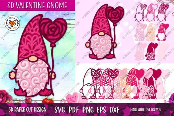 3D Valentine Gnome with Balloon, Valenti 3D SVG Shapes Review