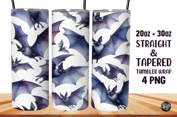 3D Watercolor Bat Tumbler Wraps 20oz Sub Graphics