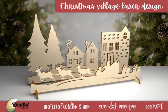 Christmas Village Laser Cut. 3D Decor