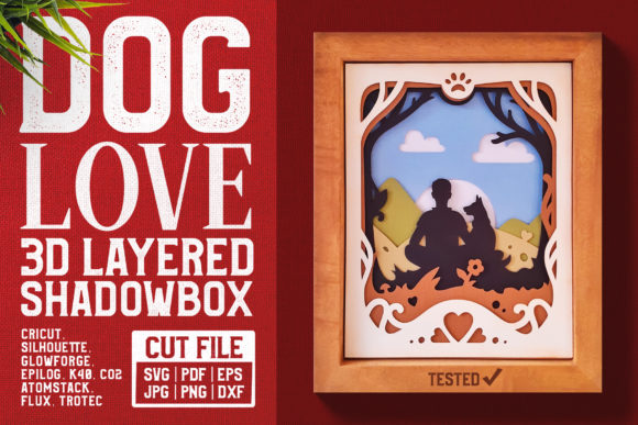 Dog Love 3D Shadow Box SVG Cut File for Graphics and Crafts