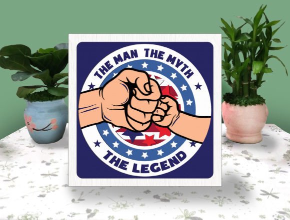 Father s Day Fist Bump 3D Box Paper Svg