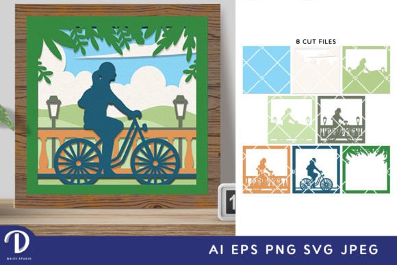 Girl Riding Bicycle 3D Shadow Box SVG Review