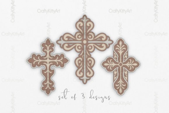 Mandala Cross 3D Layer SVG Bundle: Laser Cutting and Wall Decor