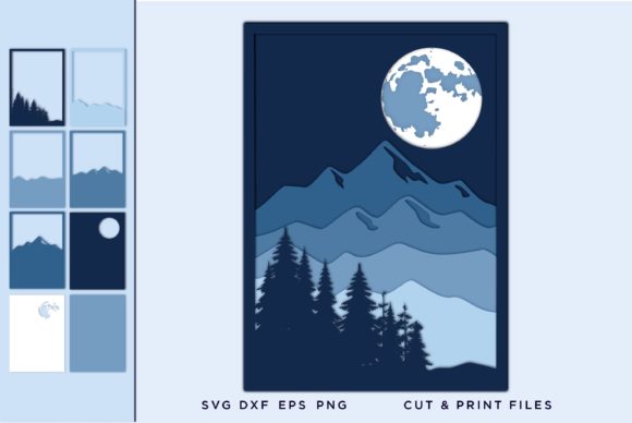 Moon 3D SVG for Shadow Boxes and Wall Art