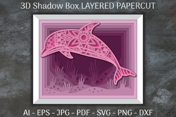 Sea Dolphin Mandala 3D Shadow Box Layere