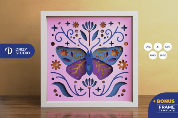 Spring Butterfly Folk Art 3D Shadow Box: A 3D SVG Review for Shadow Boxes