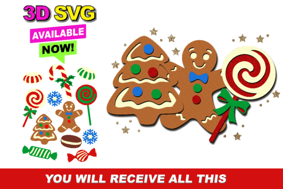 Sweet Christmas Elements 3D SVG Bundle